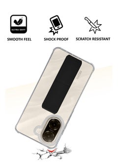 NAFCO For Redmi A5 4G / Poco C71 - Transparent Hand Grip Foldable Magnetic Kickstand Wrist Strap Finger Grip Shockproof Cover Compatible For Redmi A5 4G / Poco C71  - Clear / Black  - Image 4