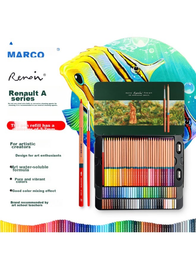 Marco Renoir Water-soluble Colored Pencils, 100 Colors, Tin Box Set, Professional Art Supplies Recommended By Art Teachers, Drawing And Coloring Pencils, Professional Art Student Birthday Gift, Back-to Supplies, Sketching - Image 1