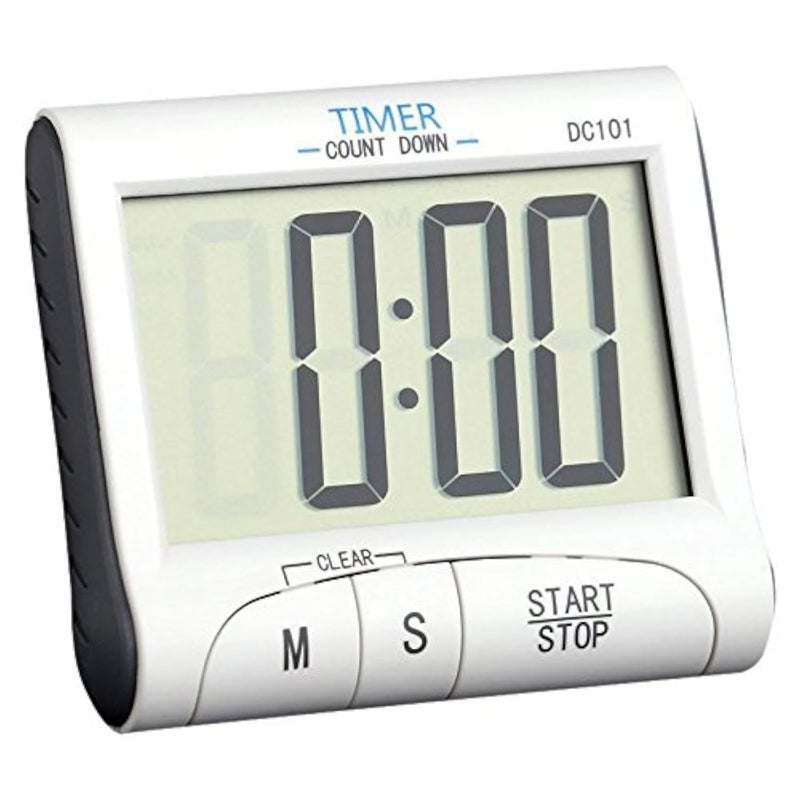 Baskety Digital Kitchen Timer & Stopwatch, Large Digits, Loud Alarm, Magnetic Stand (White) DC101