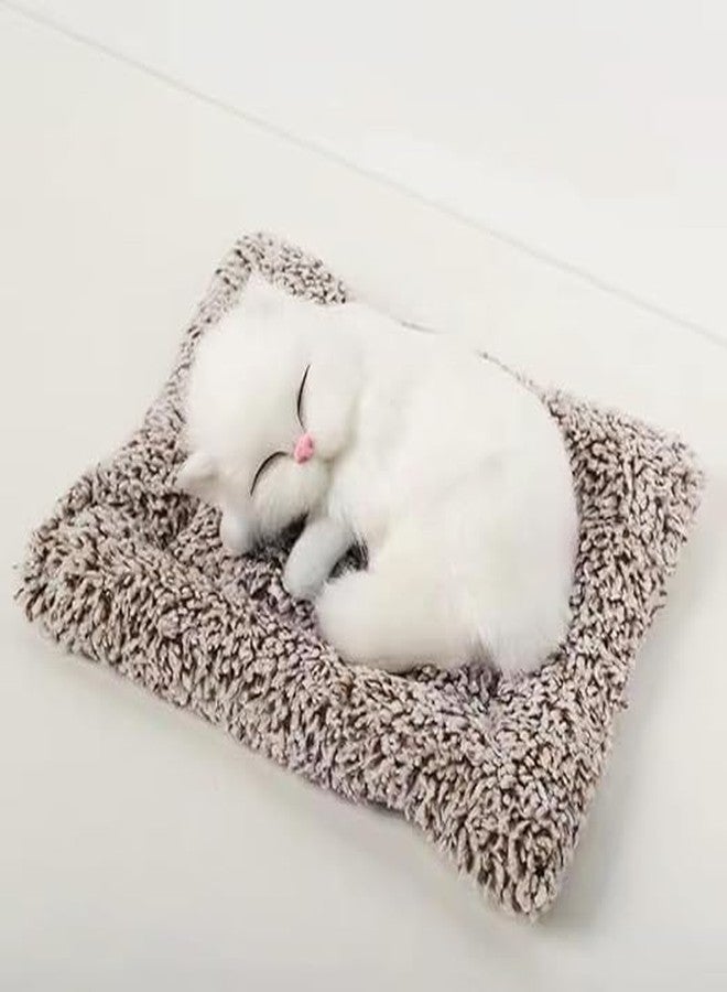 RPC99 Plastic Sleeping Cat Design Showpiece | Home Decor |Gift For Kids Car Dashboard Accessories 130G | 14Cm X 19Cm X 5Cm (White) - Image 1