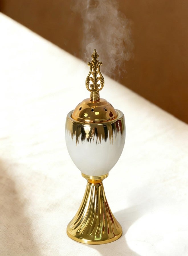 Deapeey Ceramic Bakhoor Incense Burner - Tranditional Golden Bakhoor Burner - for Yoga, Spa, Aromatherapy, Office & Home Decor - Image 1