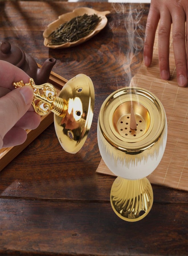 Deapeey Ceramic Bakhoor Incense Burner - Tranditional Golden Bakhoor Burner - for Yoga, Spa, Aromatherapy, Office & Home Decor - Image 4