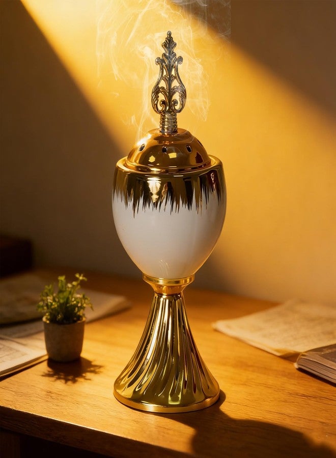Deapeey Ceramic Bakhoor Incense Burner - Tranditional Golden Bakhoor Burner - for Yoga, Spa, Aromatherapy, Office & Home Decor - Image 5