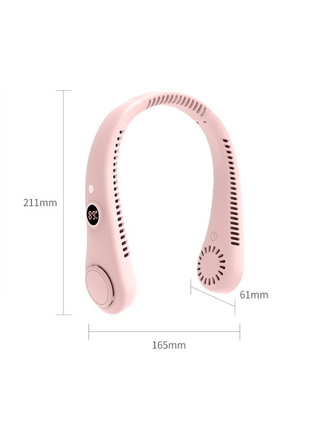HaveDream LED Digital Display Neck Hanging Fan, Outdoor Sports Student USB Bladeless Turbine Silent High Wind Power Mini Fan-Pink - Image 5