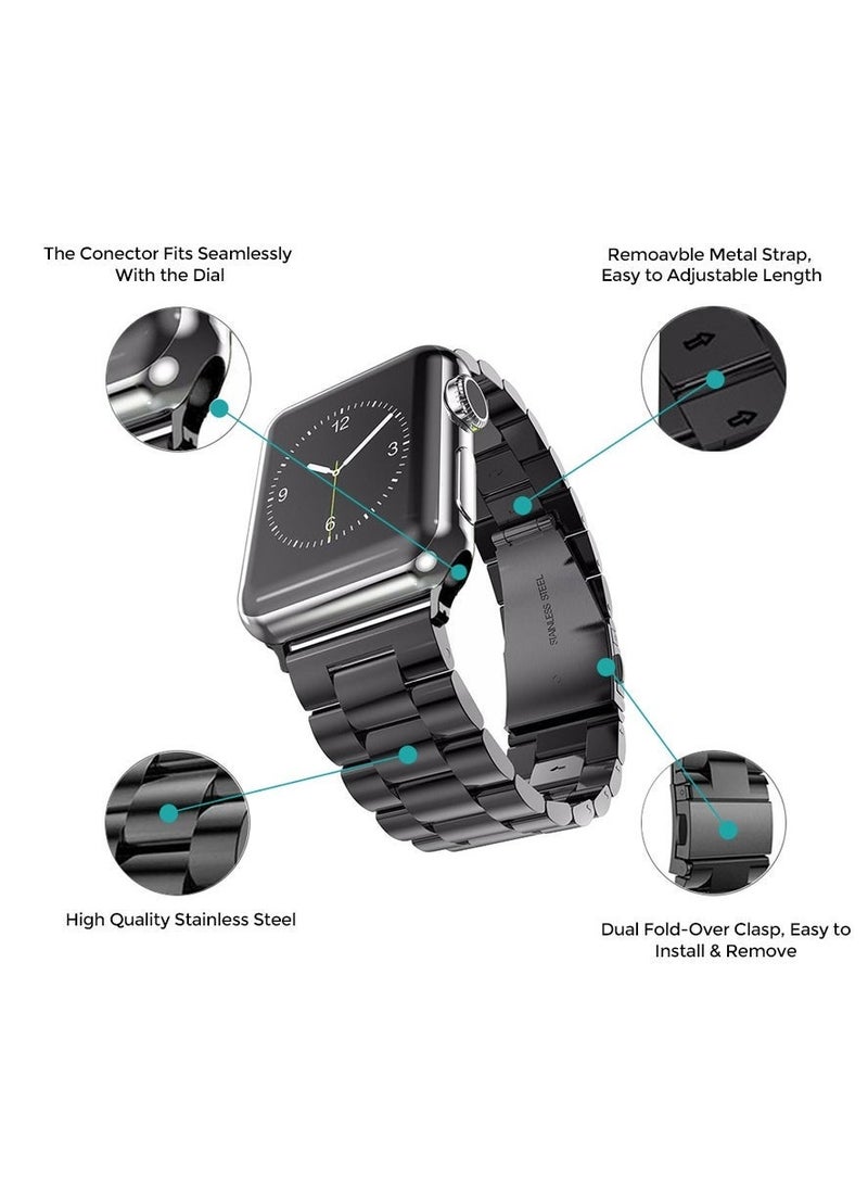 TIGER Stainless Steel Strap for iWatch 49mm, 46mm, 45mm, 44mm, 42mm – Black Metal Replacement Band for Apple Watch Ultra 3, Ultra 2, Ultra, Series 10, 9, 8, 7, SE, 6, 5, 4, 3, 2, 1 – Durable, Adjustable, Sleek Design - Image 5