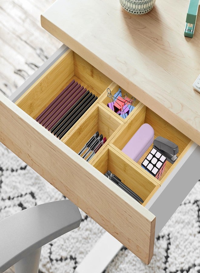 VaeFae 5 PCS Bamboo Drawer Organizers Set, 5-size Organizer Box, Storage Bins for Kitchen, Bathroom, Office, Bedroom and Living Room - Image 5