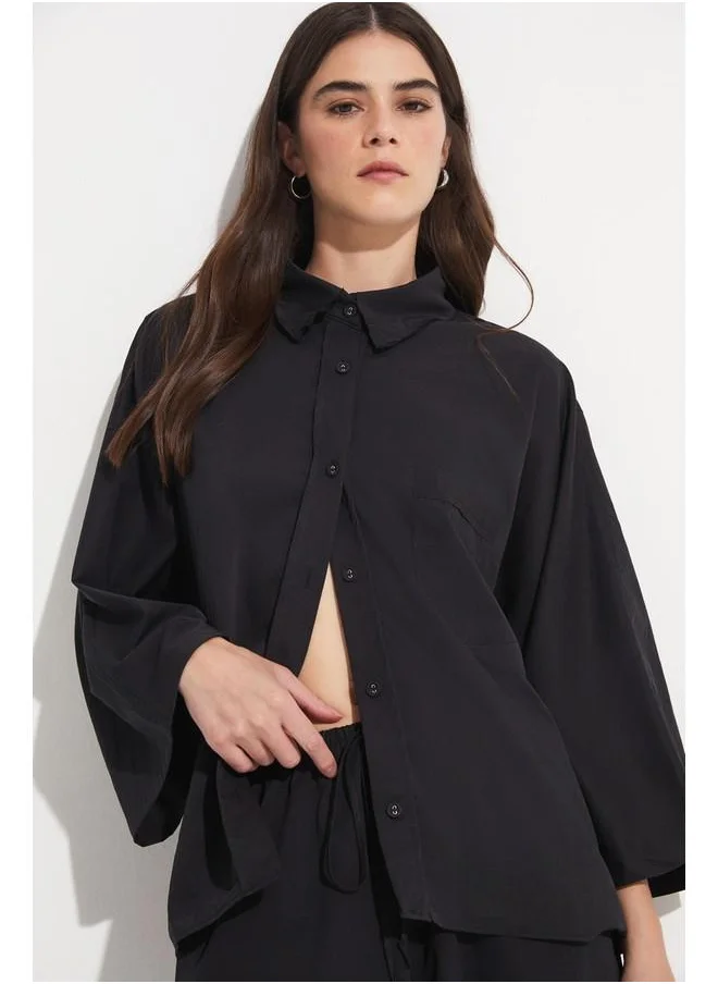 جون June Shirt & Trousers Set Black