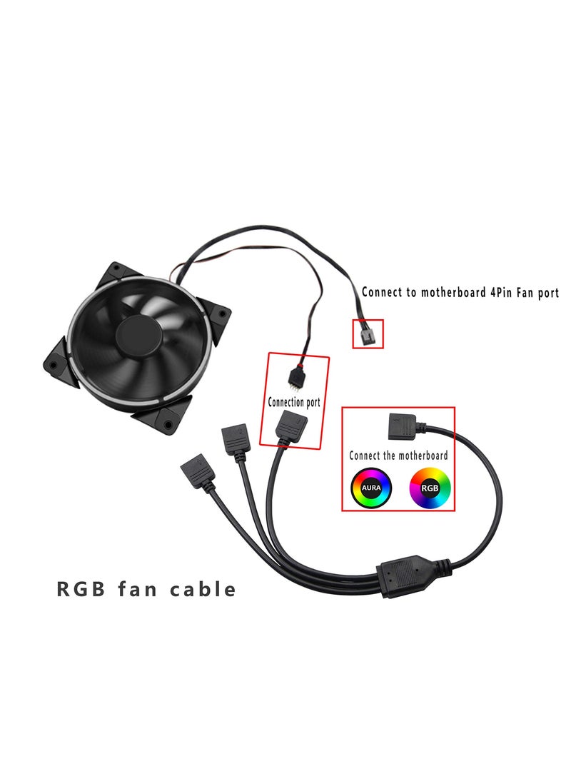 RGB 1 to 4 Splitter Cable, 12V 4 PIN RGB Splitter Cable LED Strip Connector, 5050 LED Tape Light Connector, Extension Cable for Computer Fan Motherboard, 2 Pack - Image 3