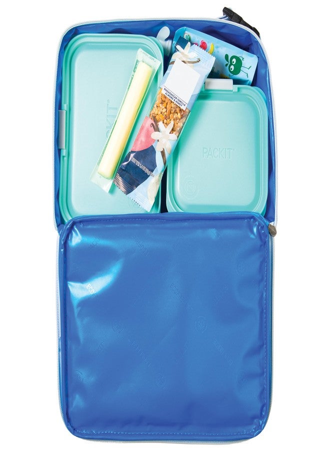 PackIt Freezable Classic Lunch Box, Blue Sky, Built with EcoFreeze Technology, Collapsible, Reusable, Zip Closure With Zip Front Pocket and Buckle Handle, Perfect for School Lunches - Image 4
