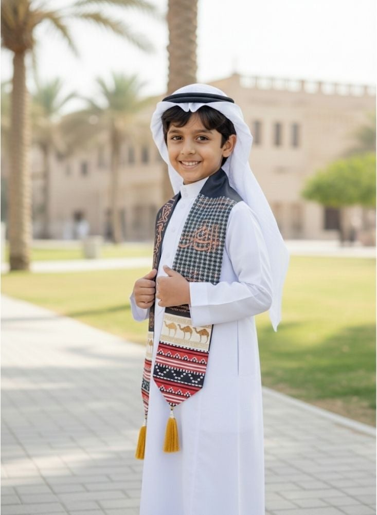 بريميم مستلزمات احتفال التراث السعودي للأطفال - وشاح تقليدي ليوم التأسيس بتصاميم ثقافية - Image 2
