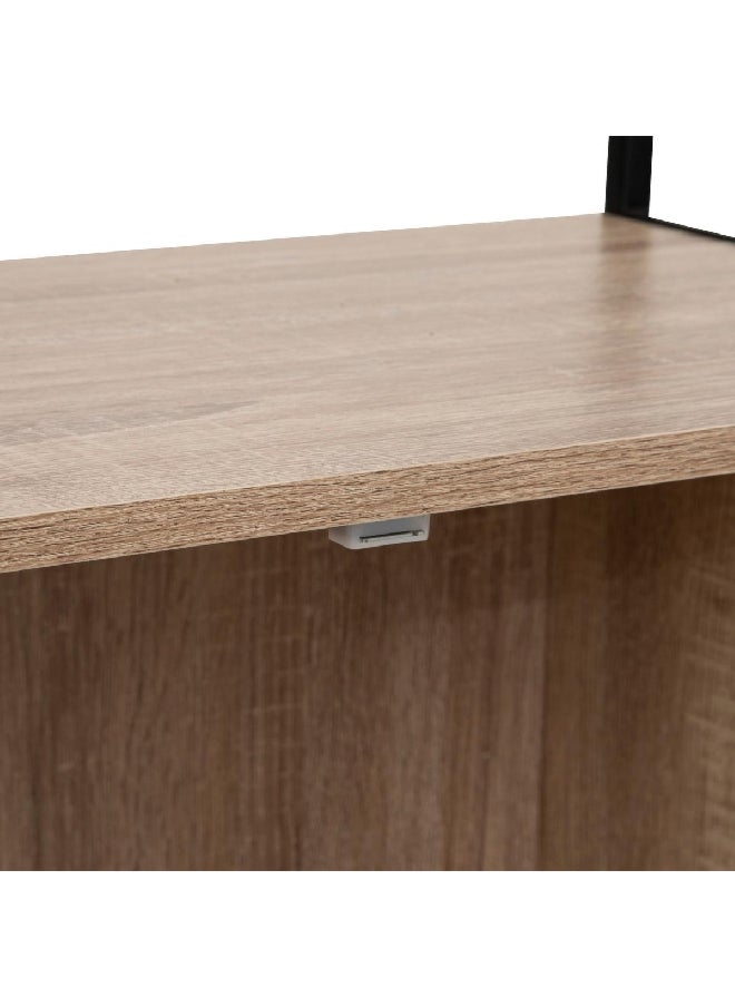 Five Simply Smart 3-Tier Aliaj Double Door Wooden Shelving Unit Oak and Black 176 x 68 x 35 cm 181381  - Image 3