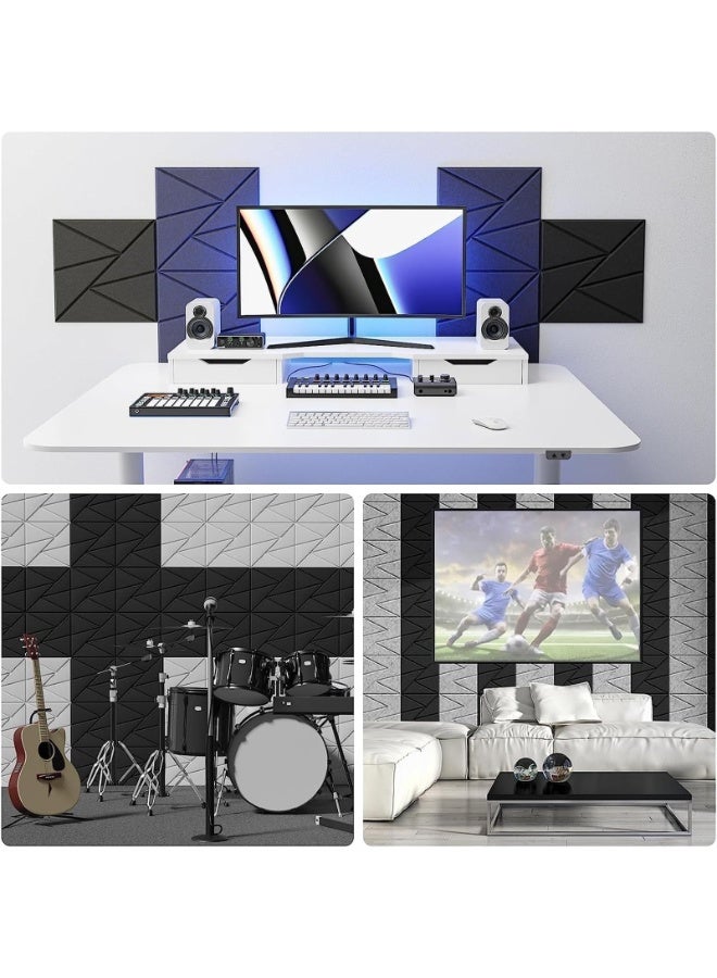 يُسلِّم عبوة من 12 لوحًا صوتيًا ذاتي اللصق، ألواح إسفنجية عازلة للصوت، 12 بوصة × 12 بوصة × 0.4 بوصة، ألواح صوتية عالية الكثافة، ألواح جدارية عازلة للصوت للاستخدام المنزلي أو المكتبي (اللون: أبيض) - Image 5