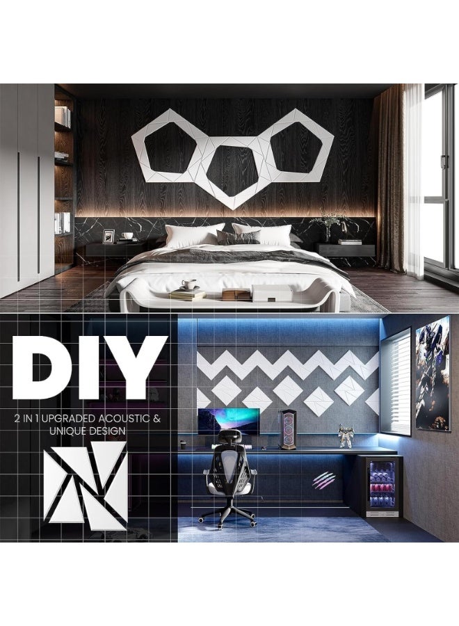 يُسلِّم عبوة من 12 لوحًا صوتيًا ذاتي اللصق، ألواح إسفنجية عازلة للصوت، 12 بوصة × 12 بوصة × 0.4 بوصة، ألواح صوتية عالية الكثافة، ألواح جدارية عازلة للصوت للاستخدام المنزلي أو المكتبي (اللون: أبيض) - Image 4