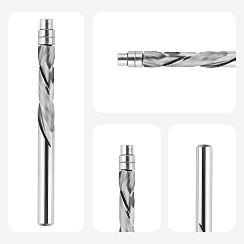 SpeTool Spiral Flush Trim Router Bit 1/4 Inch Shank 1-1/8 Inch Cutting Length Extra Long 3 Inch OVL, UP Down Compression Pattern Template Router Bit for Wood Trimming - Image 3