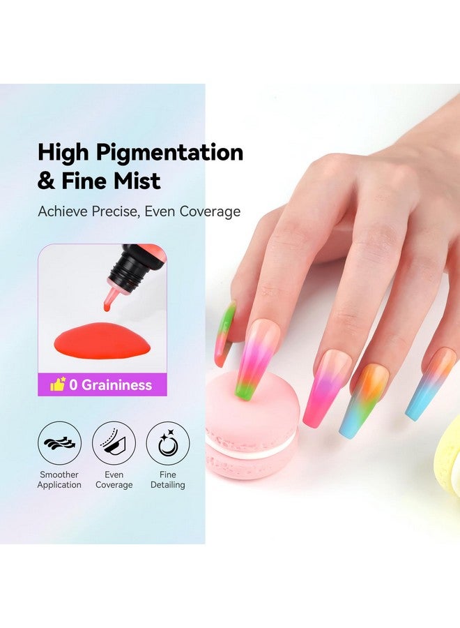 vrenmol 12Pcs Airbrush Gel Nail Polish: No Need For Dilution Airbrush Gel Nail Polish 12 Bright Colors For Airbrush For Nails Art Paint Stencils Patterns Gradients Ombre French Nails Manicure Pedicure - Image 5