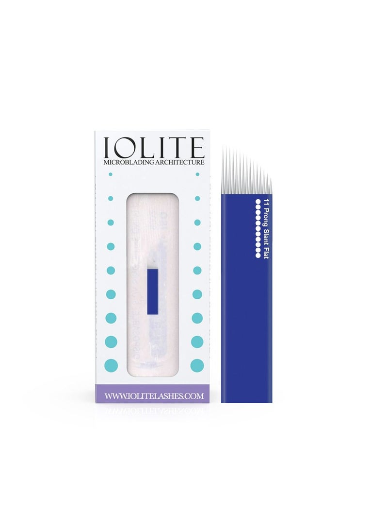 IOLITE Microblading 11 prong slant flat needle spmu needle size 22mm one-time use disposable blade sterile packaged 12pcs - Image 1