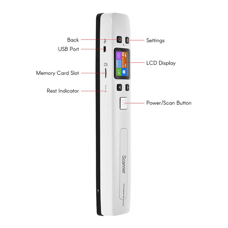 Portable Scanner: HD 300/600/1050DPI Resolution - Double Roller Zero Margin Design Handheld Wand Scanner for Home Office Document Scanning - Image 5