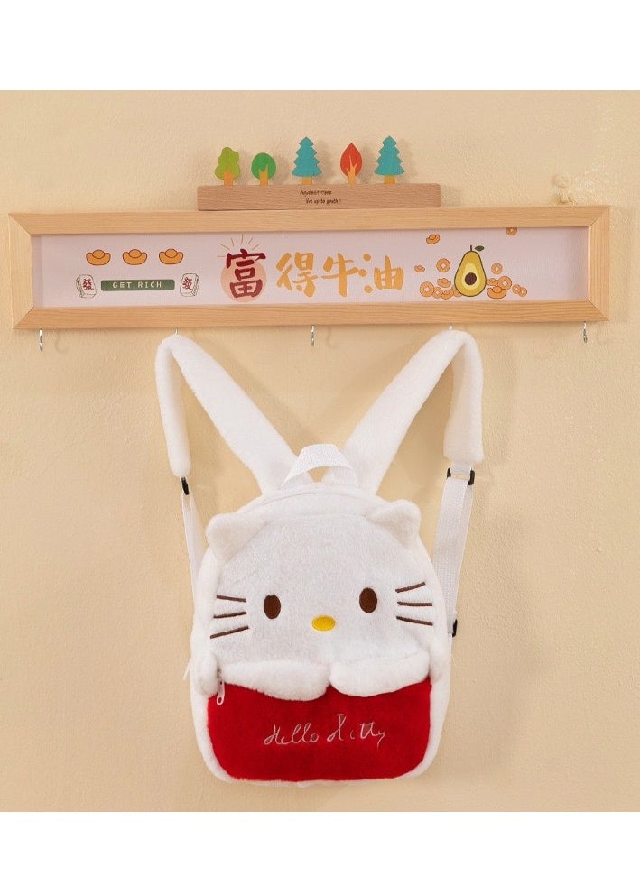 Sanrio HelloKitty Plush Backpack, Mini Cartoon Double Strap Shoulder Bag, Soft Fluffy Casual Backpack for Women, Best Gifts for Her  - Image 1