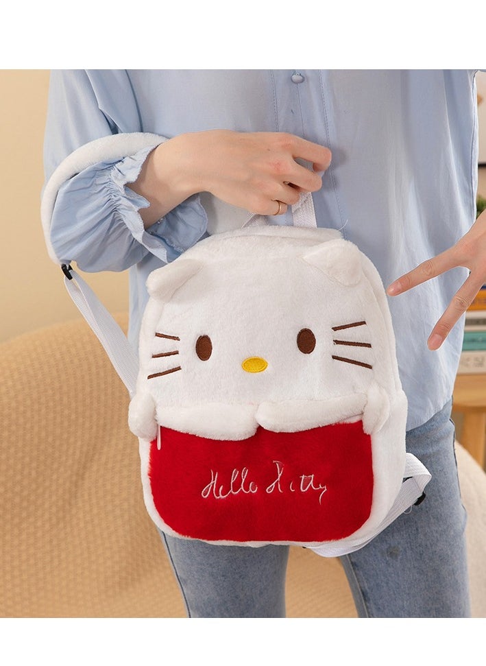 Sanrio HelloKitty Plush Backpack, Mini Cartoon Double Strap Shoulder Bag, Soft Fluffy Casual Backpack for Women, Best Gifts for Her  - Image 4