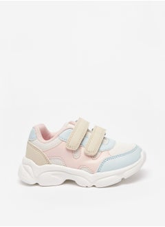 Girls Colourblocked Sneakers with Hook and Loop Closure