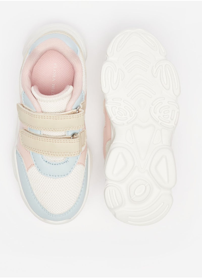 Flora Bella By Shoexpress - Girls Colourblocked Sneakers with Hook and Loop Closure - Image 1