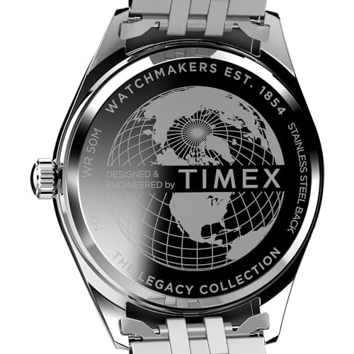 TIMEX Legacy Analog Watch for Man with Green Round Dial & Silver Stainless Steel Bracelet Band Water Resistant Men's Wrist Watches - TW2V68000UJ - Image 4