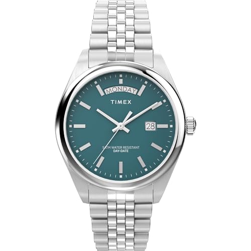 TIMEX Legacy Analog Watch for Man with Green Round Dial & Silver Stainless Steel Bracelet Band Water Resistant Men's Wrist Watches - TW2V68000UJ - Image 1