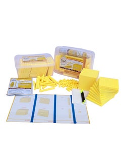 StepsToDo StepsToDo 131 Pieces Base Ten Blocks Kit. Yellow Color. with Place Value Mats and Activity Instruction Book. Teaching Aid. Build Solid Foundation of Number Sense and Place Value. Place Value Blocks.  - Image 1