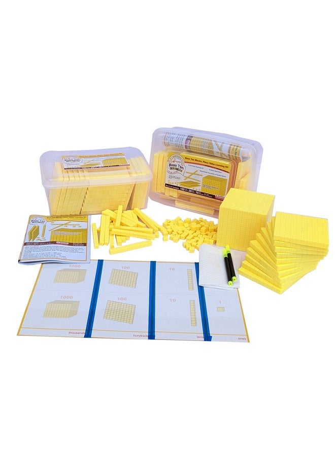 StepsToDo - StepsToDo 131 Pieces Base Ten Blocks Kit. Yellow Color. with Place Value Mats and Activity Instruction Book. Teaching Aid. Build Solid Foundation of Number Sense and Place Value. Place Value Blocks. - Image 1