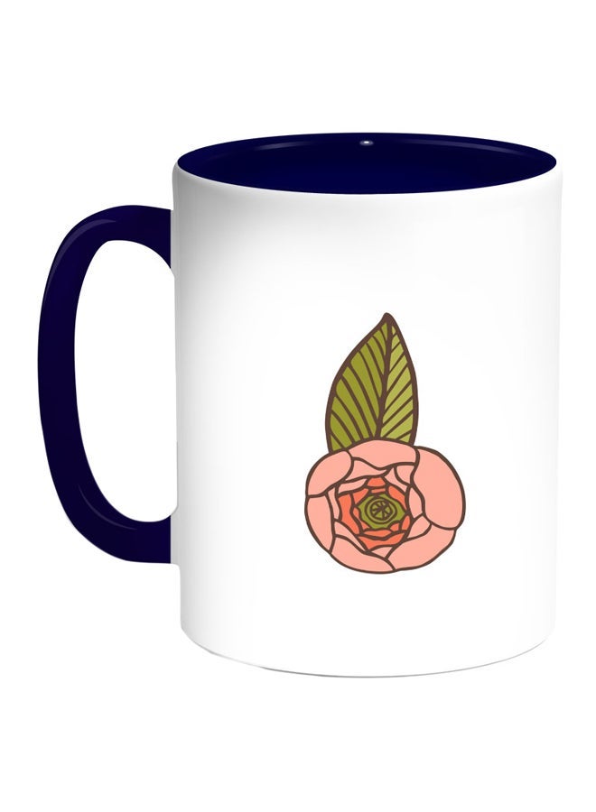 RYN Flower Printed Coffee Mug Blue/White/Green 11ounce