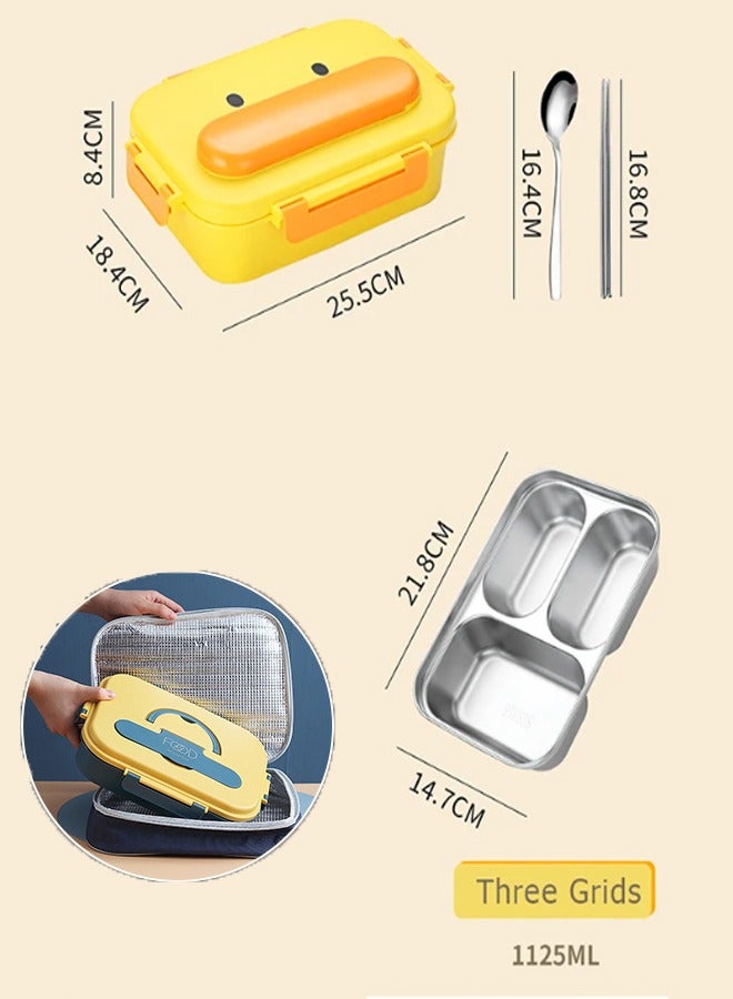 ZCM-HAPPY 3-Apartment Stainless Steel Stylish Lunch Box with Cutlery Set with Double Handles Insulated Bag For All Ages  - Image 2