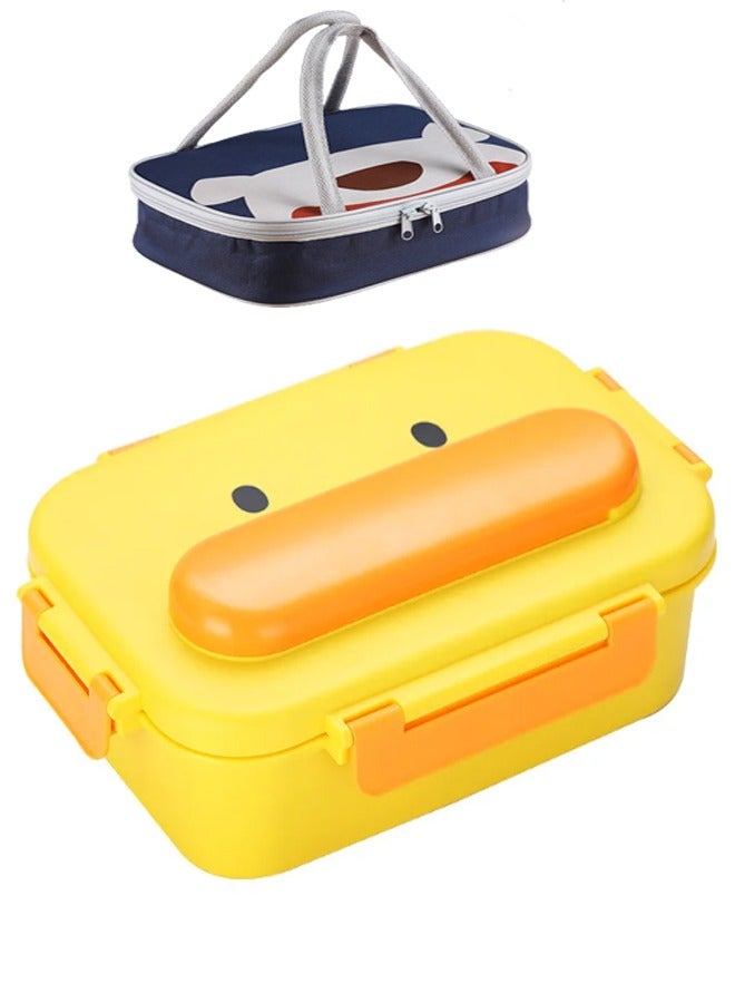ZCM-HAPPY 3-Apartment Stainless Steel Stylish Lunch Box with Cutlery Set with Double Handles Insulated Bag For All Ages  - Image 1