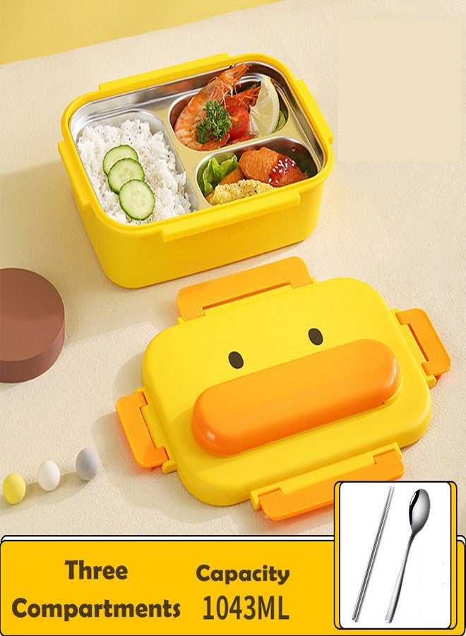ZCM-HAPPY 3-Apartment Stainless Steel Stylish Lunch Box with Cutlery Set with Double Handles Insulated Bag For All Ages  - Image 4