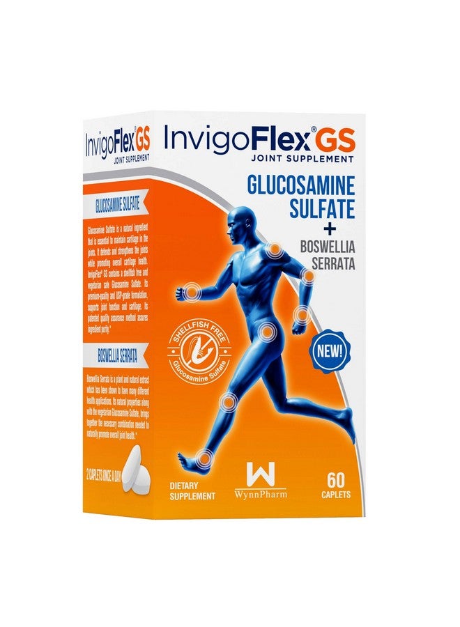 إنفيجو فليكس INVIGOFLEX® GS - كبريتات الجلوكوزامين (خالي من المحار والصوديوم وآمن للنباتيين) خالٍ من الكائنات المعدلة وراثيًا والغلوتين - مع نبات البوسويليا سيراتا - مكمل غذائي ممتاز للمفاصل للركبتين واليدين والظهر والورك - Image 1