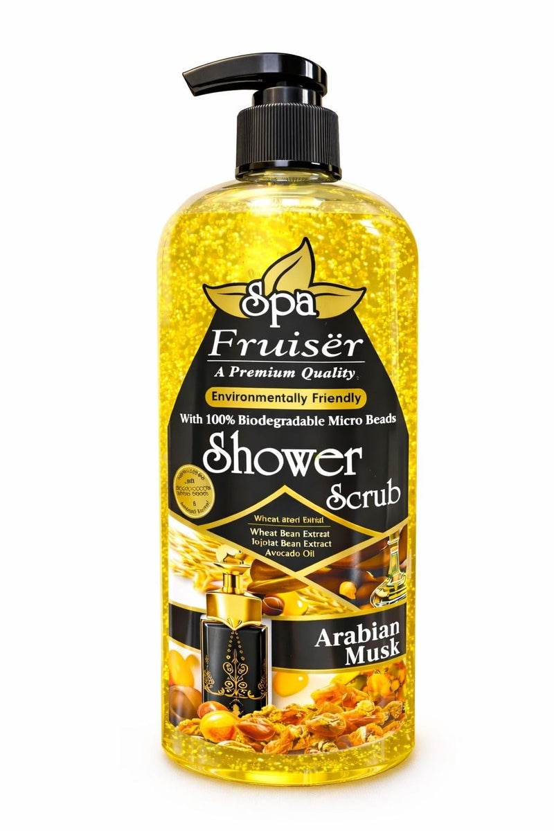 Fruiser Shower Scrub Exfoliating Body Scrub for Smooth & Glowing Skin – Deep Cleansing Moisturizing Shower Exfoliator for All Skin Types, 730ml (Arabian Musk) - Image 1