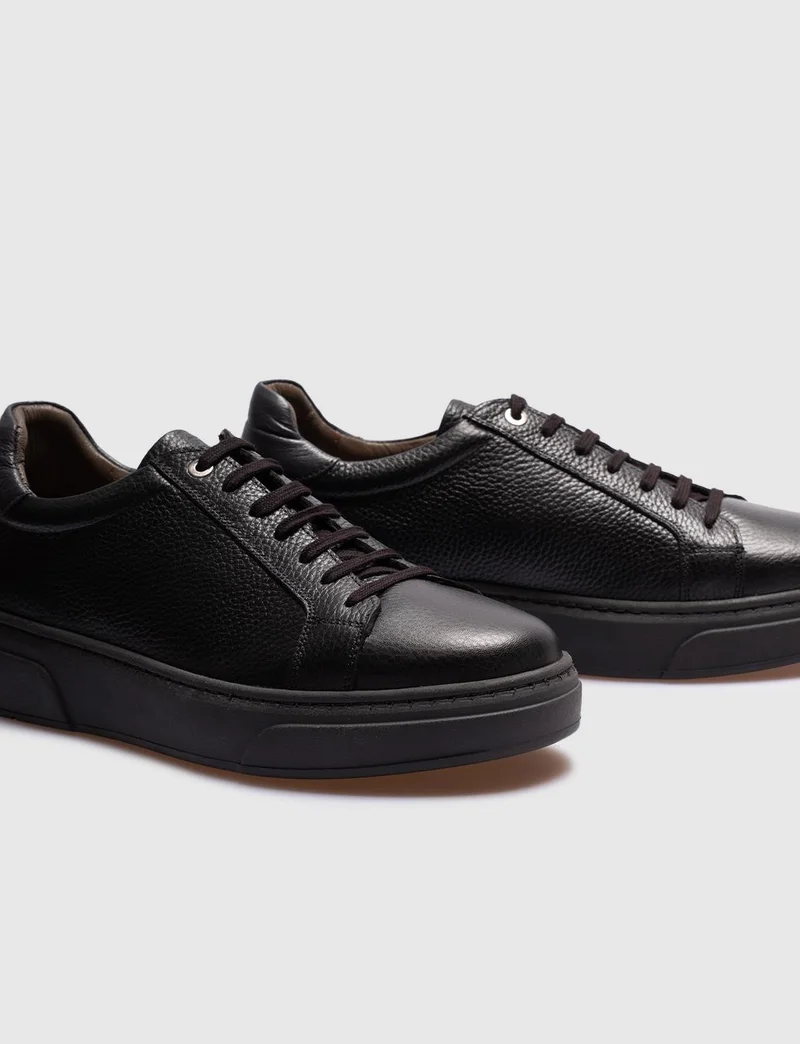 Cabani Leather Black Lace-Up Men's Casual Shoes