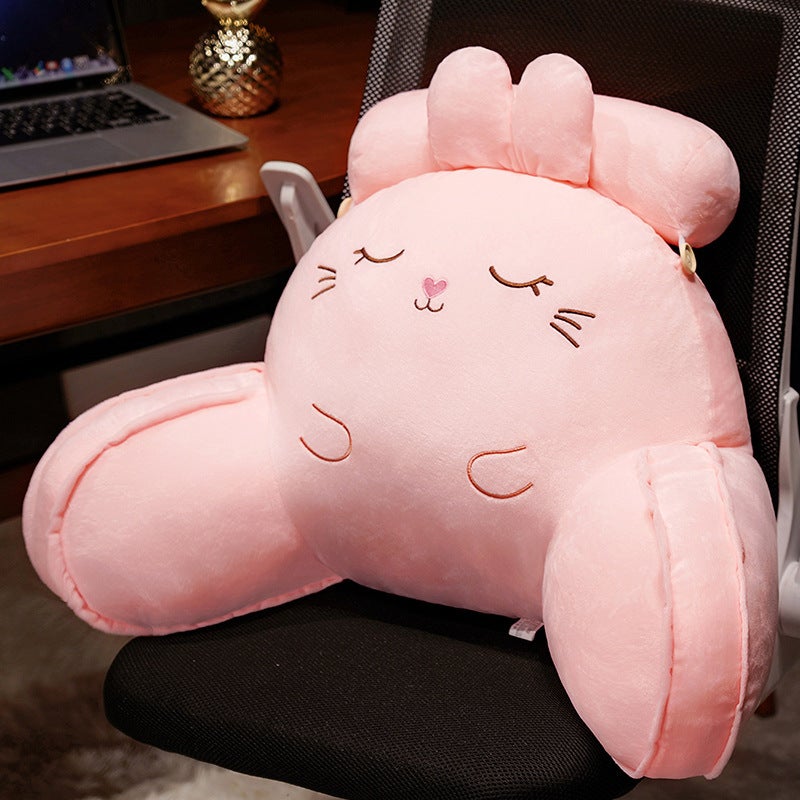 Cartoon Triangle Backrest Pillow with Lumbar Support – Plush Embroidery, Removable Cover, 60x40 cm - Image 1