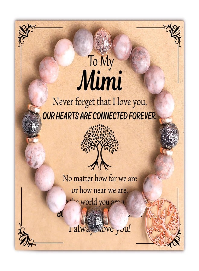 Parma77 Mothers Day Gifts for Grandma Mimi Nana, Tree of Life Bracelet, Natural Stone Nana Grandma Mimi Bracelets for Women (Mimi-Pink) - Image 1