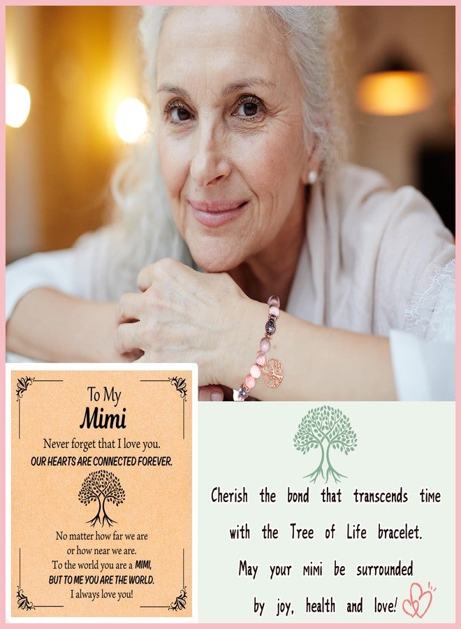 Parma77 Mothers Day Gifts for Grandma Mimi Nana, Tree of Life Bracelet, Natural Stone Nana Grandma Mimi Bracelets for Women (Mimi-Pink) - Image 4