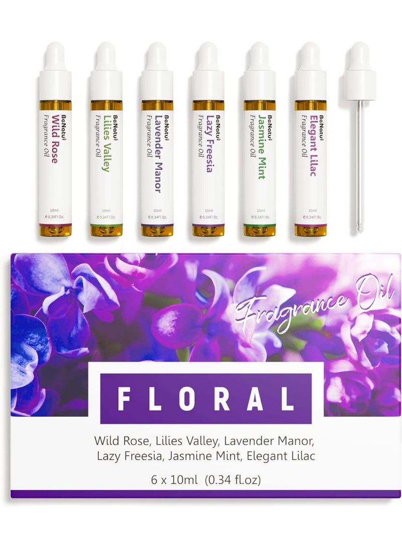 Benatu Floral premium Fragrance Oils Set for Diffuser, Candle, Soap Making - Spring Scents Aromatherapy Perfume Oil Gift for Home (Rose, Lily, Lavender, Freesia, Jasmine, Lilac) 6 Pcs - Image 1