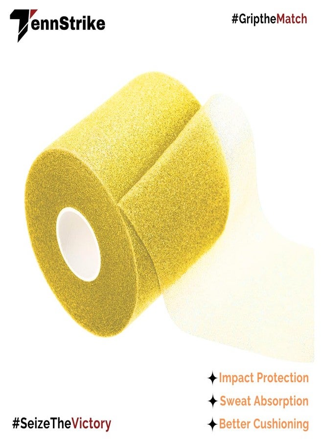 Tennstrike 27 Metre x 70 mm Cushion Wrap for Badminton, Tennis & Pickleball Rackets | Shock & Vibration Control | Moisture Absorbing Cushion | Pro Player Use | Yellow Color - Image 4