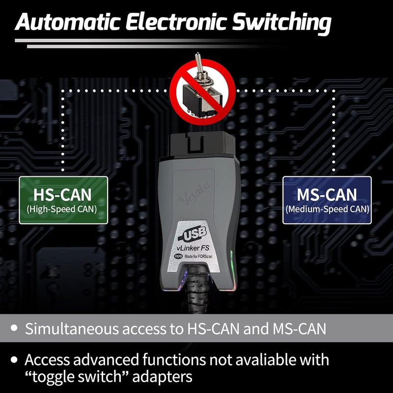 Vgate محول USB OBD2 vLinker FS لتبديل السيارات FORScan HS/MS-CAN - Image 2