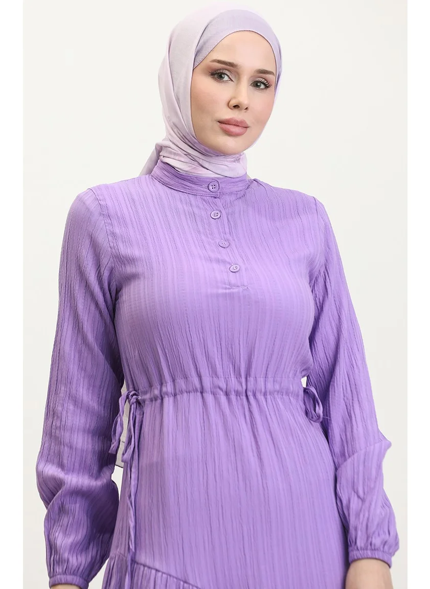 Sefa Merve Side Tie Pleated Dress 0363-01 Lilac