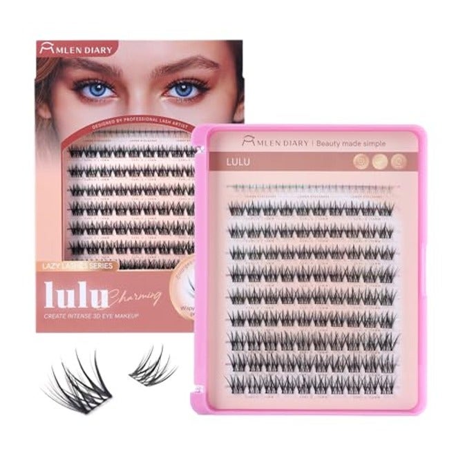 MLEN DIARY Natural Lash Clusters with Remover, 114 Pcs Wispy DIY Eyelash Extensions Kit, Handmade Lightweight Compact Design, Gift for Beauty Lovers, C Curl - Image 1
