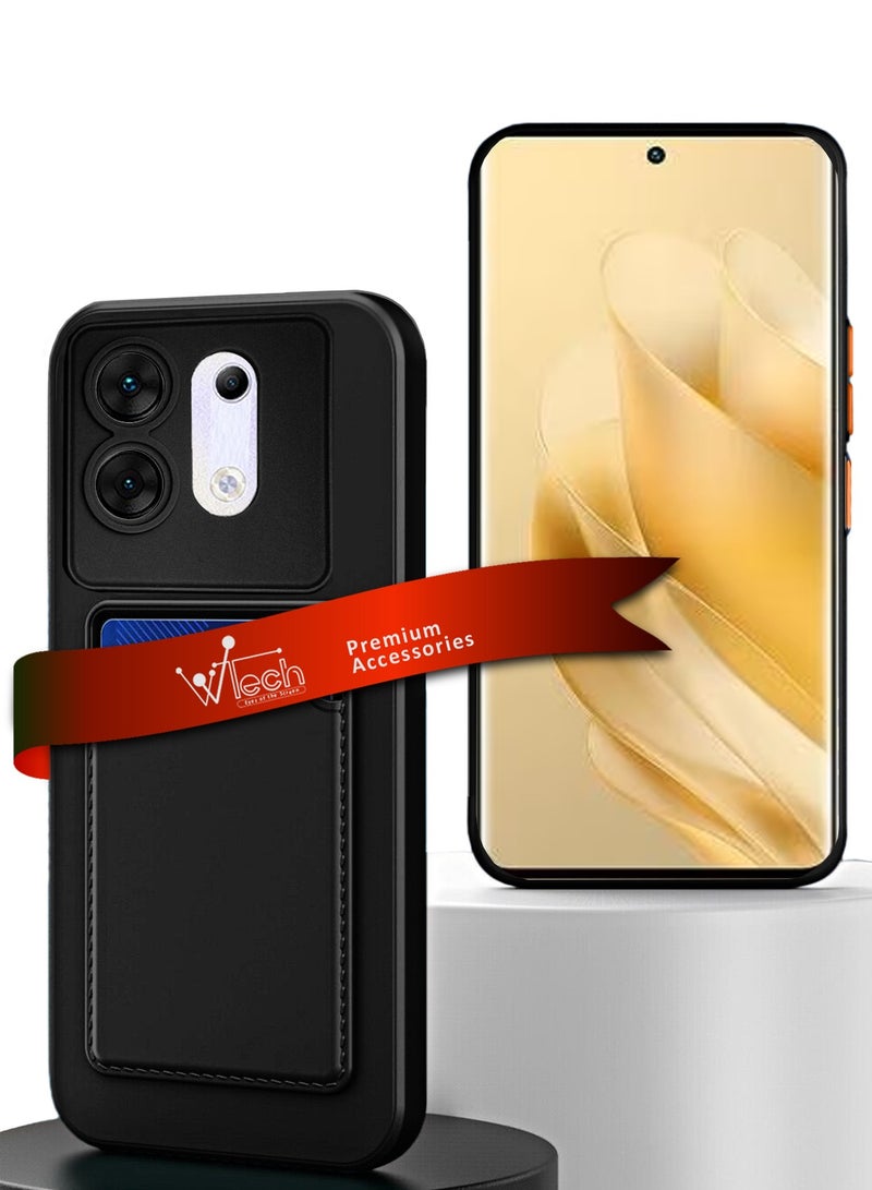 Wtech Silicone TPU With Card Holder Case Cover For Infinix Zero 30 5G 2023 Black  - Image 1