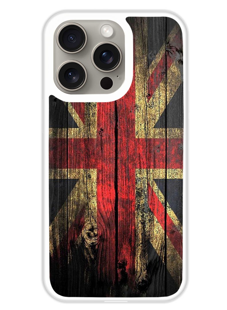 Theodor Protective Case Cover For APPLE IPHONE 15 Pro Vintage wood (White Bumper) - Image 1