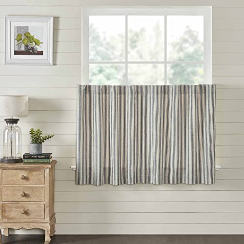 Piper Classics Market Place Gray Ticking Stripe Tier Curtains - Image 2