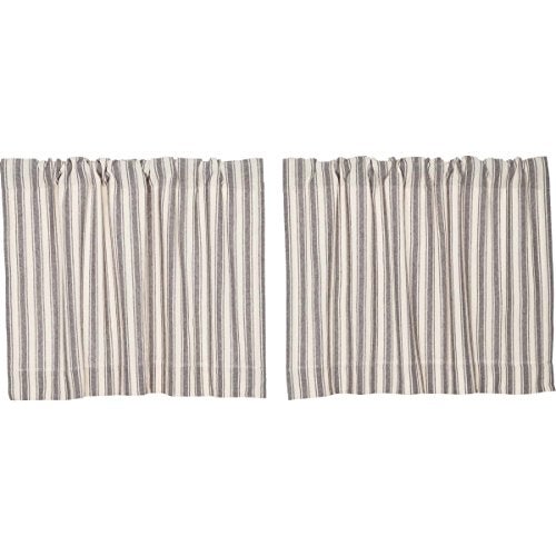 Piper Classics Market Place Gray Ticking Stripe Tier Curtains - Image 4