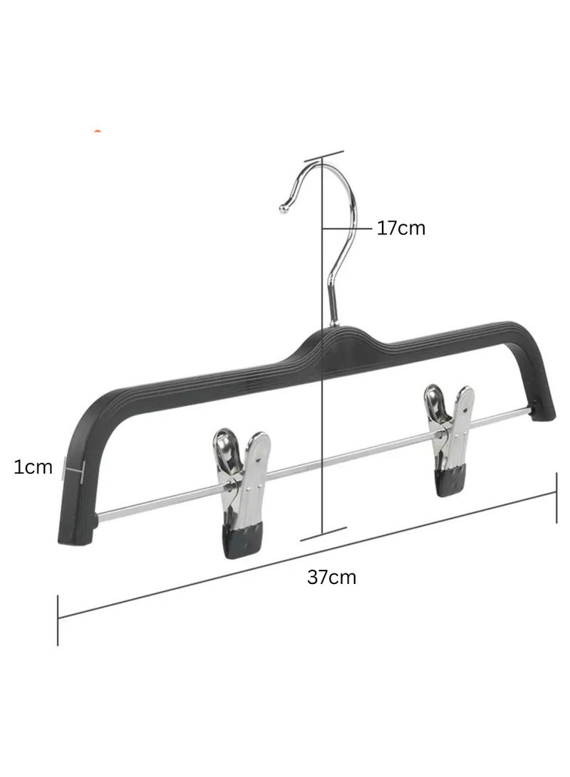 أورتوك 12 قطعة شماعات بلاستيكية سفلية، شماعات ملابس قابلة للتعديل مع شماعات شريطية مانعة للانزلاق، شماعات عرض ملابس موفرة للمساحة، خطاف 360 درجة قابل للفصل للتنورة والسراويل والجينز والسراويل والملابس الداخلية 37 سم - Image 2