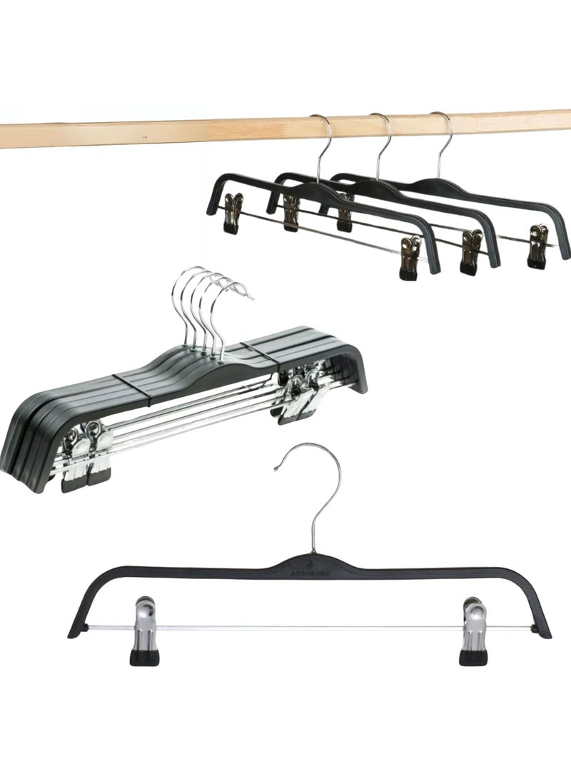 أورتوك 12 قطعة شماعات بلاستيكية سفلية، شماعات ملابس قابلة للتعديل مع شماعات شريطية مانعة للانزلاق، شماعات عرض ملابس موفرة للمساحة، خطاف 360 درجة قابل للفصل للتنورة والسراويل والجينز والسراويل والملابس الداخلية 37 سم - Image 1